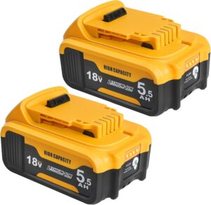 Powarobor 2x18V 5,5Ah Ersatzakku Kompatibel Mit Dewalt DCB184 XR Werkzeuge | Kompatibel mit Dewalt 18V Akkus DCB180,DCB181,DCB182,DCB183,DCB184,DCB185.Lithium-Ionen,LED-Anzeige,Überladeschutz.