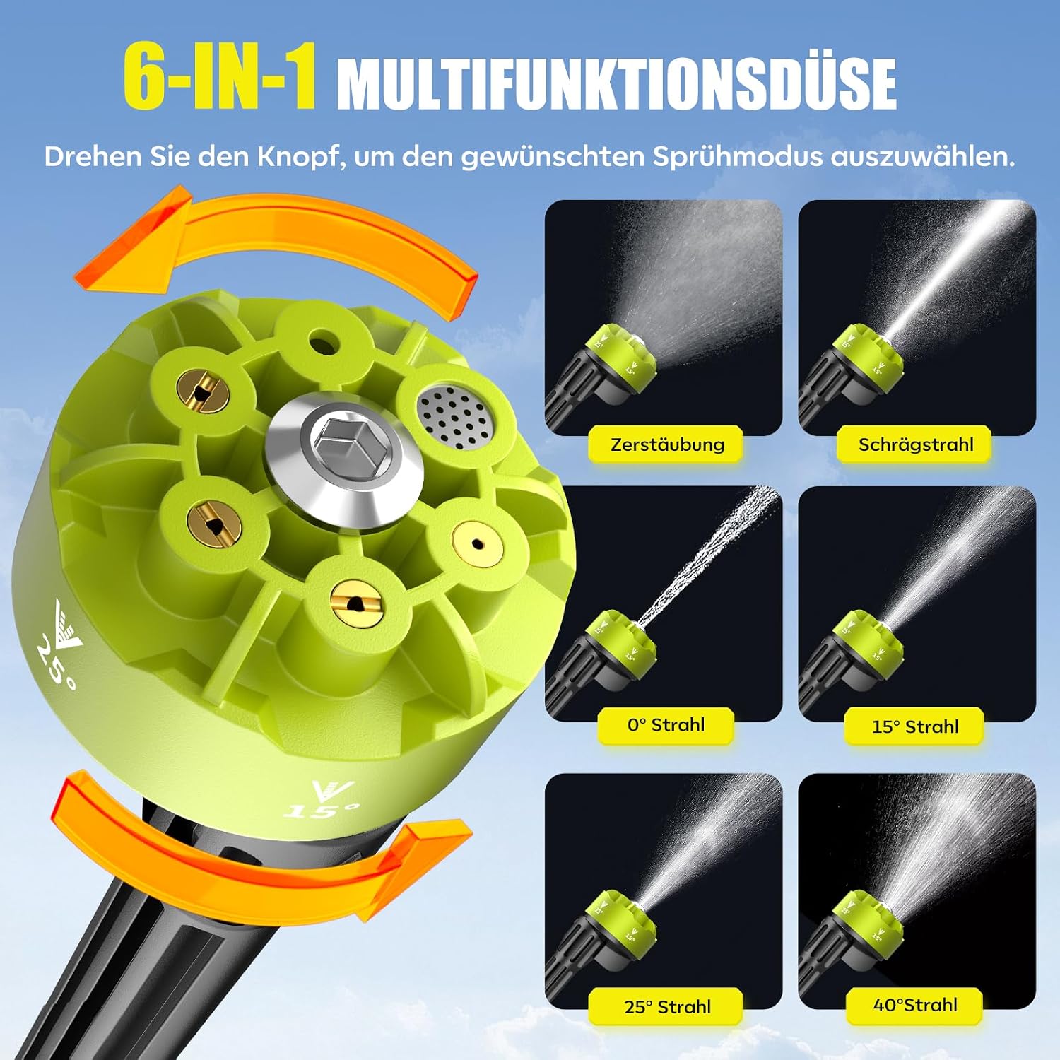 YKYI Akku Hochdruckreiniger 1200 PSI, 21V Bürstenloser Motor 3 YKYI Akku Hochdruckreiniger 1200 PSI, 21V Bürstenloser Motor – Bild 3