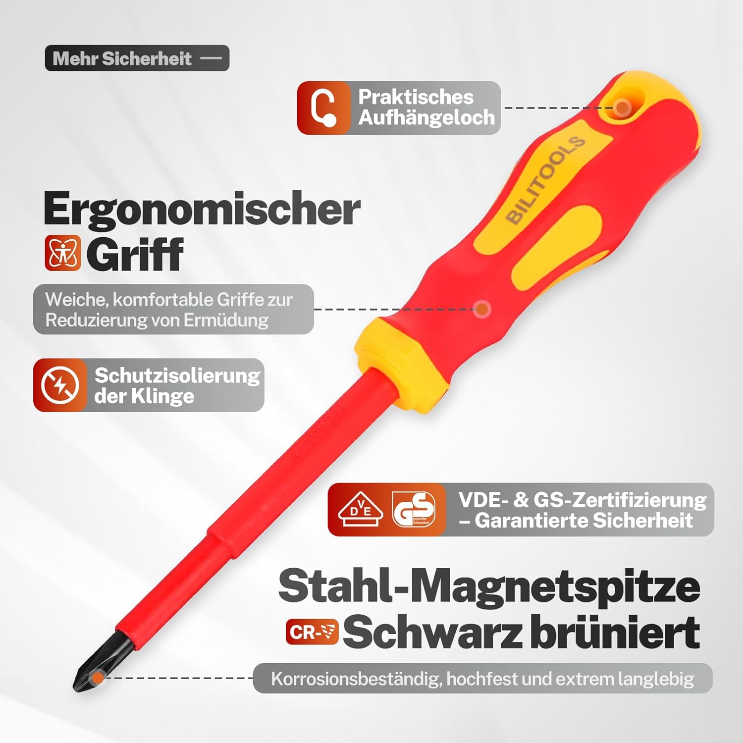 BILITOOLS Schraubendreher Set Elektriker 9tlg VDE 1000V | Isoliertes elektriker schraubendreher set 1000V mit Spannungsprüfer magnetisch Schlitz Phillips Pozidriv, Elektriker Werkzeug 3 BILITOOLS Schraubendreher Set Elektriker 9tlg VDE 1000V | Isoliertes elektriker schraubendreher set 1000V mit Spannungsprüfer magnetisch Schlitz Phillips Pozidriv, Elektriker Werkzeug – Bild 3