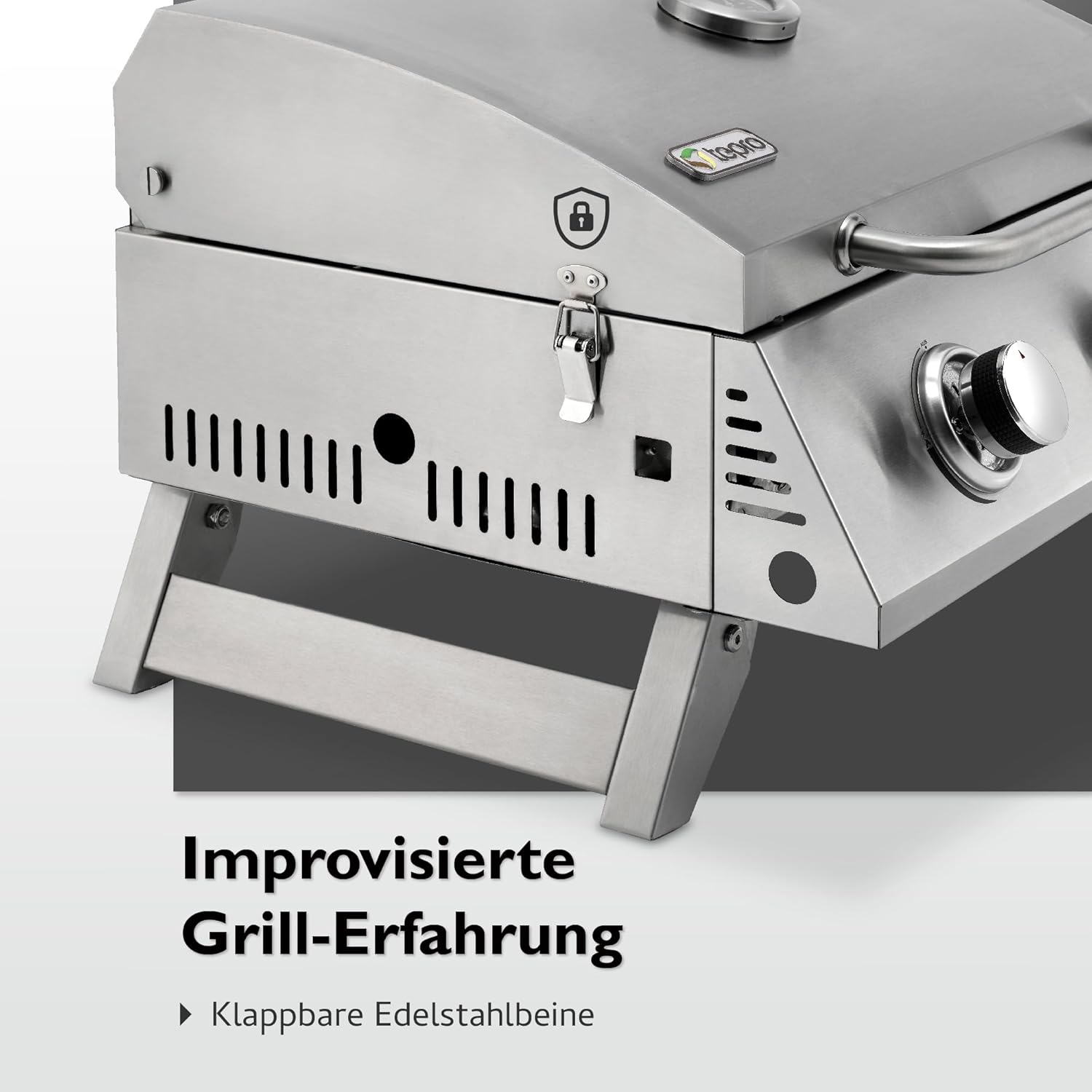tepro Tischgasgrill Chicago, 2 Brenner mit je ca. 3 kW Leistung, Piezozündung, Thermometer, Maße ca. 54 x 45,5 x 36 cm, Silber 5 tepro Tischgasgrill Chicago, 2 Brenner mit je ca. 3 kW Leistung, Piezozündung, Thermometer, Maße ca. 54 x 45,5 x 36 cm, Silber – Bild 5