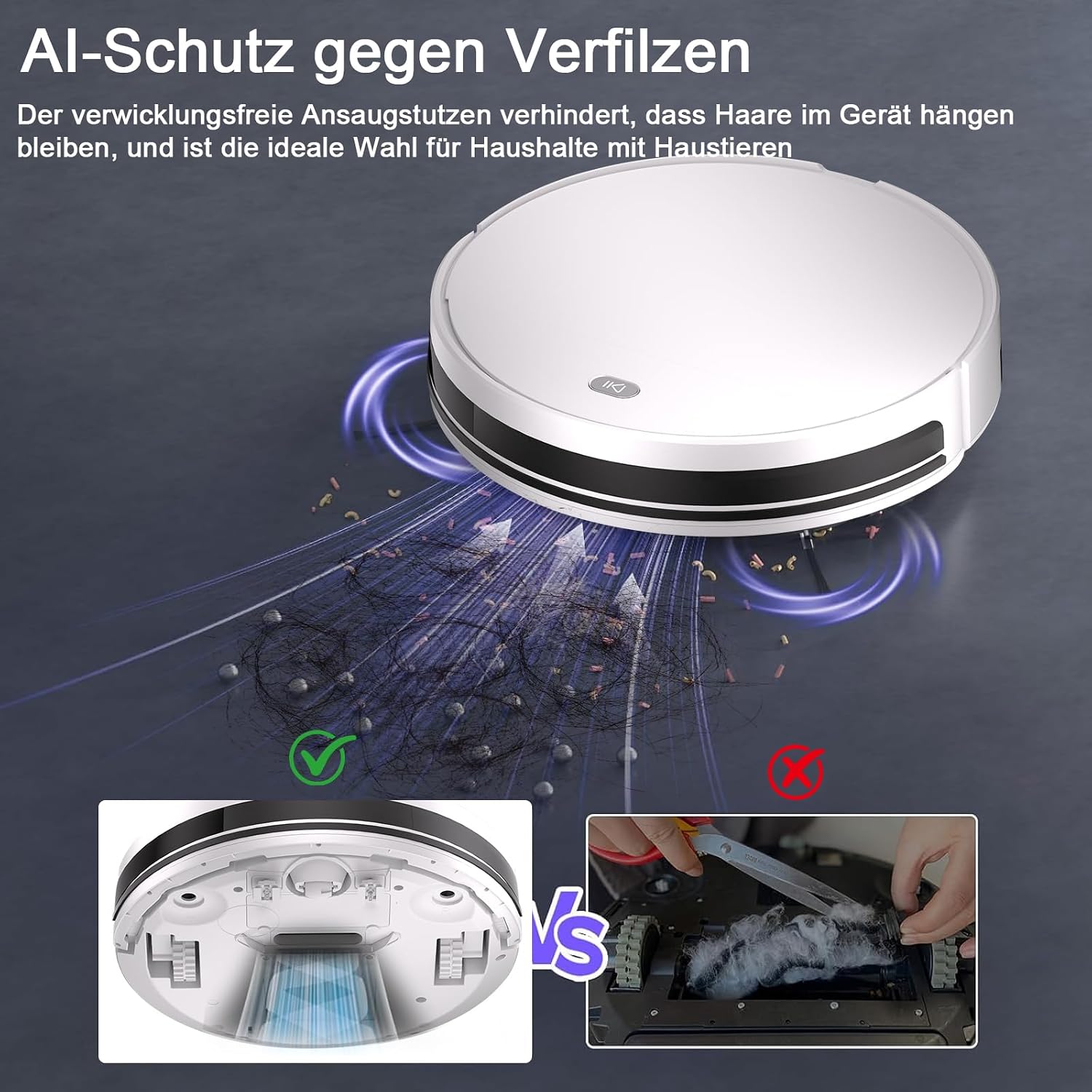Saugroboter mit Wischfunktion bis zu 5500 Pa Anti-Tangle-Seitenbürste | 2-in-1 Staubsauger Roboter APP/Alexa/Fernbedienung, 7.8CM, Selbstladend, Geeignet für Tierhaare, 120 Mins, 2.4G WiFi- Weiß 3 Saugroboter mit Wischfunktion bis zu 5500 Pa Anti-Tangle-Seitenbürste | 2-in-1 Staubsauger Roboter APP/Alexa/Fernbedienung, 7.8CM, Selbstladend, Geeignet für Tierhaare, 120 Mins, 2.4G WiFi- Weiß – Bild 3