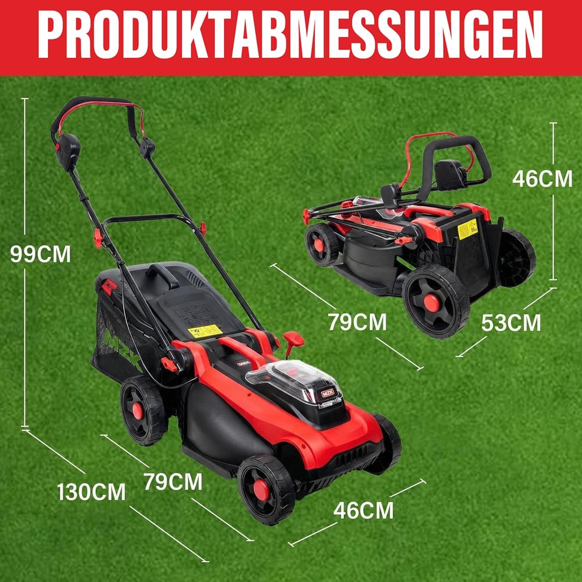 MZK 40V 41 cm Akku Rasenmäher mit Akku und Ladegerät, 2X 4.0Ah | 2-in-1 Akku-Rasenmäher mit 5 Schnitthöhen und 42L Box; kabelloser Elektro Rasenmäher für gepflegte Rasenflächen. 2 MZK 40V 41 cm Akku Rasenmäher mit Akku und Ladegerät, 2X 4.0Ah | 2-in-1 Akku-Rasenmäher mit 5 Schnitthöhen und 42L Box; kabelloser Elektro Rasenmäher für gepflegte Rasenflächen. – Bild 2