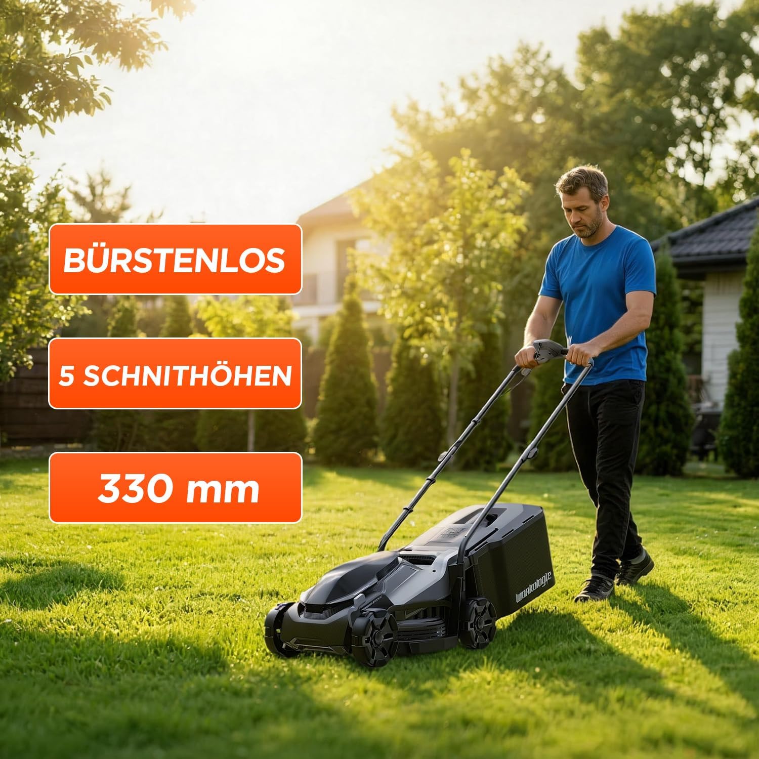 33 cm Bürstenloser Akku-Rasenmäher Solo Kompatibel mit 18V Power X-Change | 5-fache Höhenverstellung 25–65mm, 35L Grasfangkorb, Mulchmodus, 1 Ersatzmesser, ohne Akku/Ladegerät 3 33 cm Bürstenloser Akku-Rasenmäher Solo Kompatibel mit 18V Power X-Change | 5-fache Höhenverstellung 25–65mm, 35L Grasfangkorb, Mulchmodus, 1 Ersatzmesser, ohne Akku/Ladegerät – Bild 3