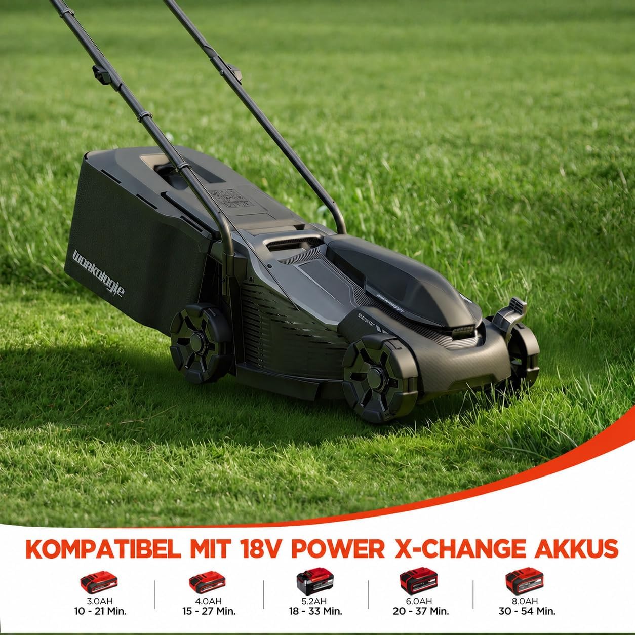 33 cm Bürstenloser Akku-Rasenmäher Solo Kompatibel mit 18V Power X-Change | 5-fache Höhenverstellung 25–65mm, 35L Grasfangkorb, Mulchmodus, 1 Ersatzmesser, ohne Akku/Ladegerät 5 33 cm Bürstenloser Akku-Rasenmäher Solo Kompatibel mit 18V Power X-Change | 5-fache Höhenverstellung 25–65mm, 35L Grasfangkorb, Mulchmodus, 1 Ersatzmesser, ohne Akku/Ladegerät – Bild 5