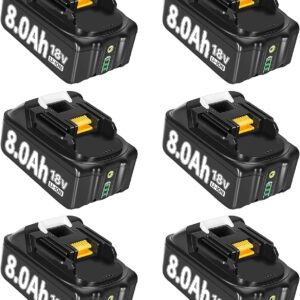 6 x BL1860 Ersatzakku für makita akku 18v 8Ah Ersatzakku für Makita akku | Ersatzakku für Akku BL1830 BL1830B BL1850 BL1850B BL1860 BL1860B BL1840 BL1835 BL1845 BL1820 LXT-400 Werkzeugakkus