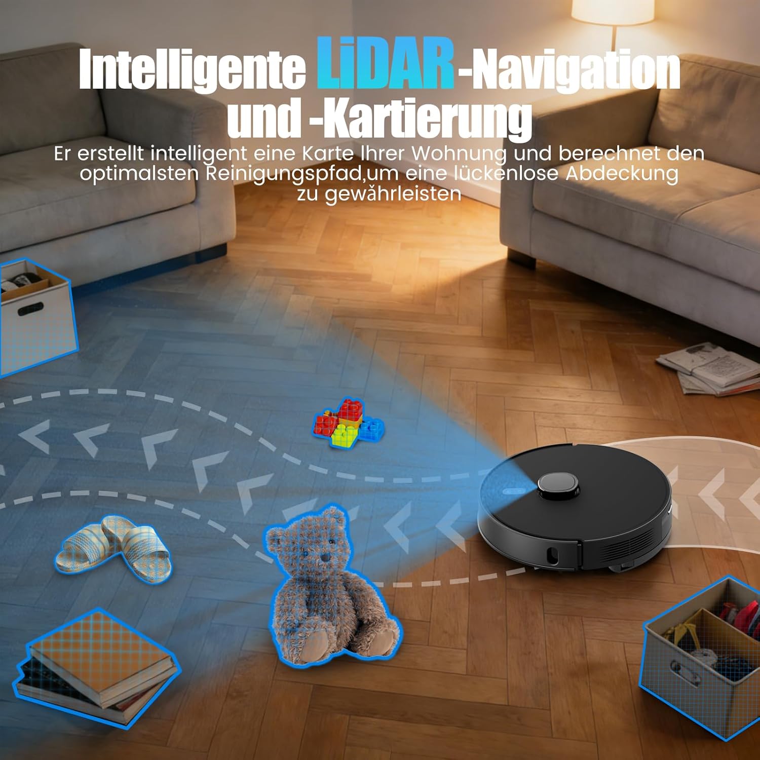 E10+ Saugroboter mit Wischfunktion für Tierhaare Teppich mit 8000Pa | BOTLUXE Staubsauger Roboter mit Absaugstation 3.5L, Saug und Wischroboter LiDAR Navigation, APP Steuerung 3 E10+ Saugroboter mit Wischfunktion für Tierhaare Teppich mit 8000Pa | BOTLUXE Staubsauger Roboter mit Absaugstation 3.5L, Saug und Wischroboter LiDAR Navigation, APP Steuerung – Bild 3