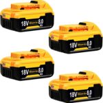 4-Pack 8.0Ah Lithium Akkus Ersatz für Dewalt Akku 18V