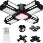 E27 B22 LED Garagenleuchte 200W, Tageslicht weiß 6500K 22500Lm Verformbare Werkstattlampe, LED Deckenbeleuchtung, für Garagen, Keller, Lager(1 Stück)