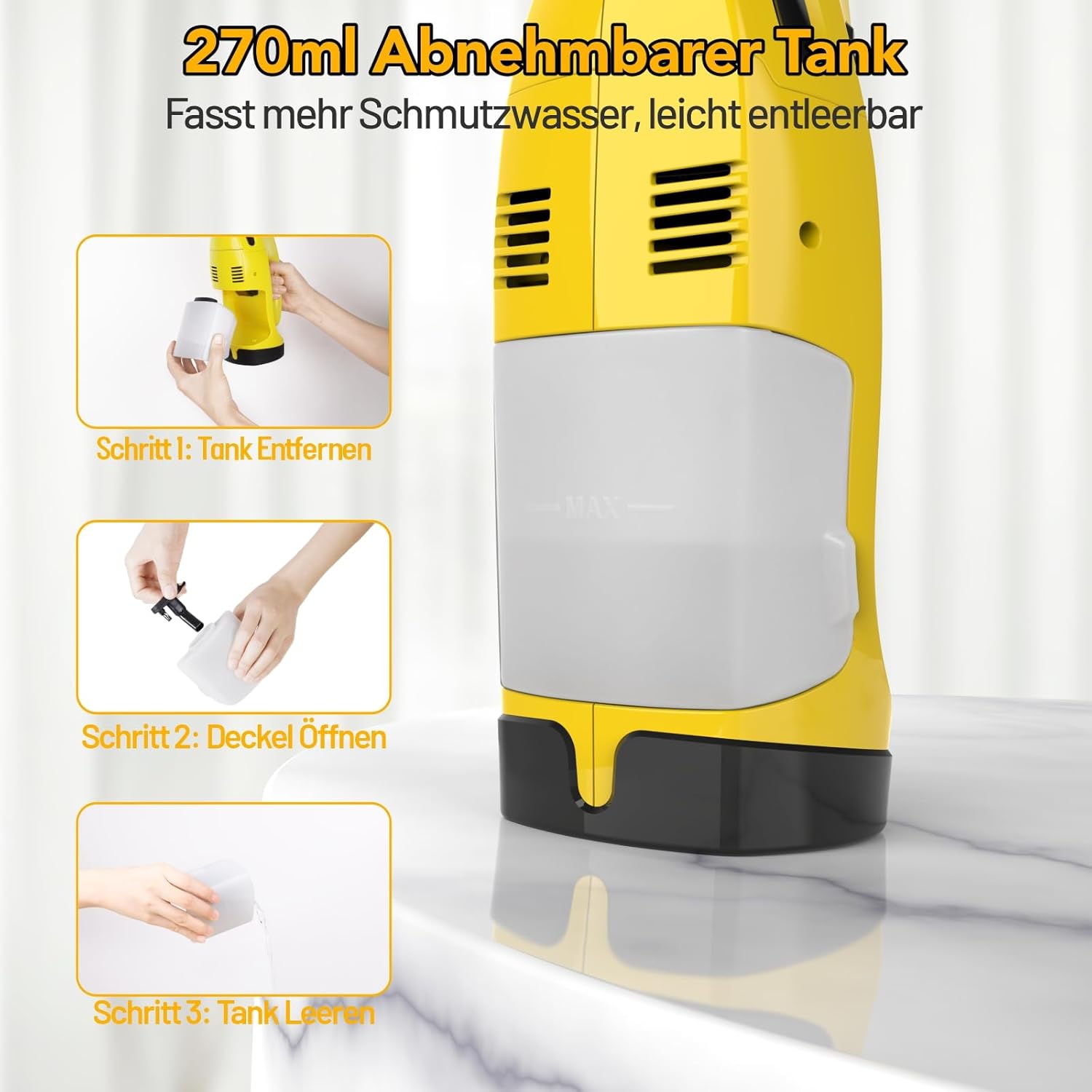 Fenstersauger Set, Akku Fenstersauger mit 40 Minuten Akkulaufzeit, Fensterputzer Fensterreiniger Elektrisch - Streifenfrei mit 28 & 17 cm Absaugdüsen, Sprühflasche mit 2 Mikrofaserbezüge, für Fenster 4 Fenstersauger Set, Akku Fenstersauger mit 40 Minuten Akkulaufzeit, Fensterputzer Fensterreiniger Elektrisch - Streifenfrei mit 28 & 17 cm Absaugdüsen, Sprühflasche mit 2 Mikrofaserbezüge, für Fenster – Bild 4