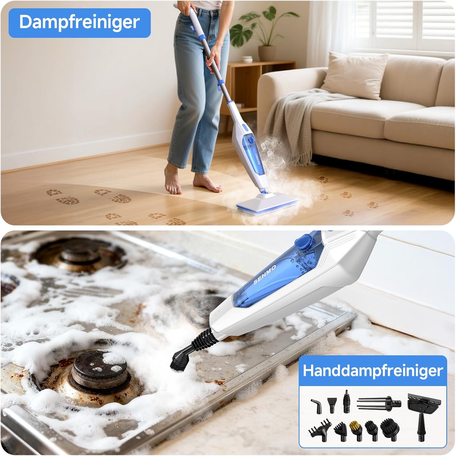 SENMO Dampfreiniger 10-in-1 mit abnehmbarem Handdampfreiniger 2 SENMO Dampfreiniger 10-in-1 mit abnehmbarem Handdampfreiniger – Bild 2