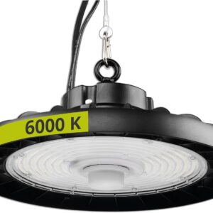 INNOVATE Highbay LED Hallenstrahler Dimmbar PowerSwitch 6000K 36000lm | LED Werkstatt Deckenleuchte UFO Lampe I IP65 IK10 120I150I200W LED Strahler I Hallenbeleuchtung Werkstattlampe 5 J. Garantie