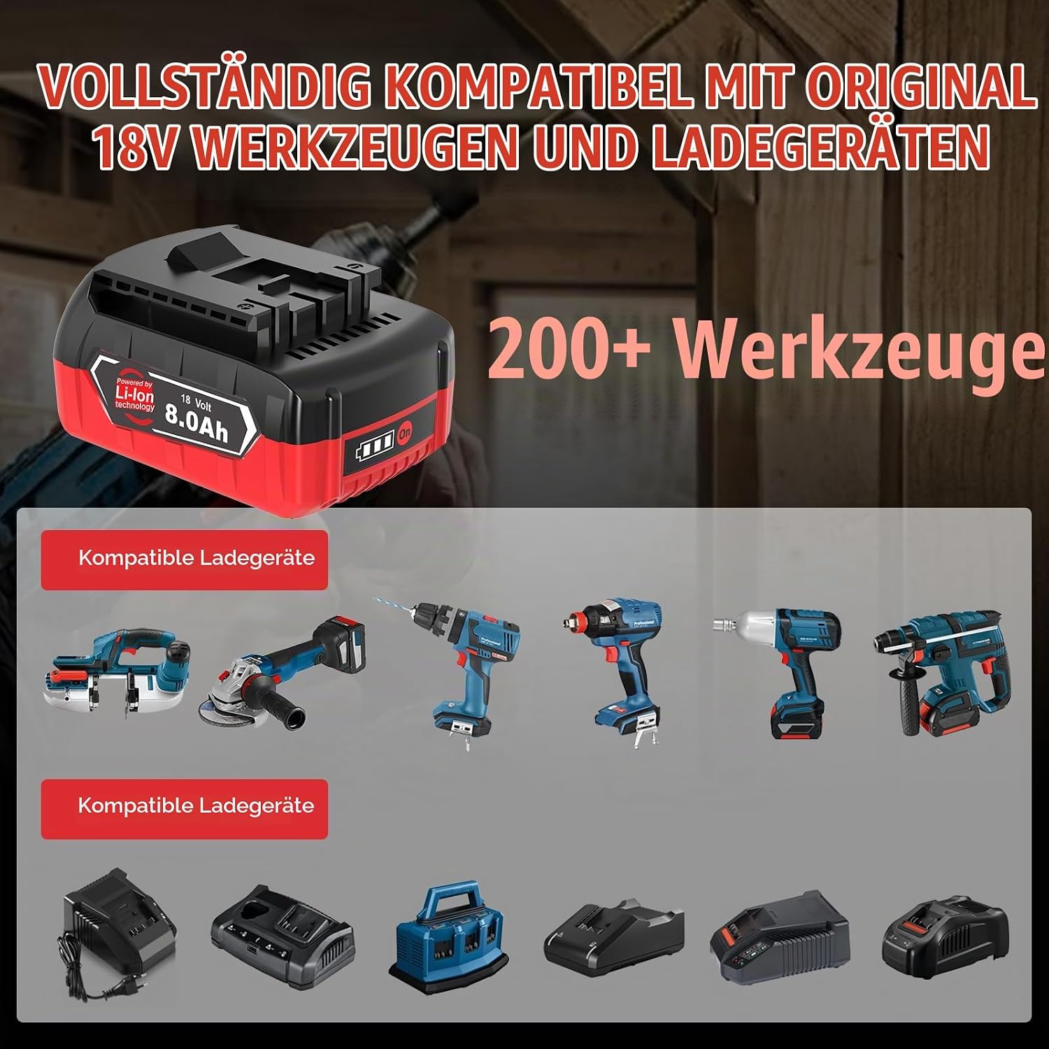 4X 8000mAh GBA Ersatzakku für Bosch Akku 18V 8ah kompatibel für Bosch Professional 18V System Akku-Werkzeuge Nicht kompatibel mit grünen Werkzeugen 5 4X 8000mAh GBA Ersatzakku für Bosch Akku 18V 8ah kompatibel für Bosch Professional 18V System Akku-Werkzeuge Nicht kompatibel mit grünen Werkzeugen – Bild 5