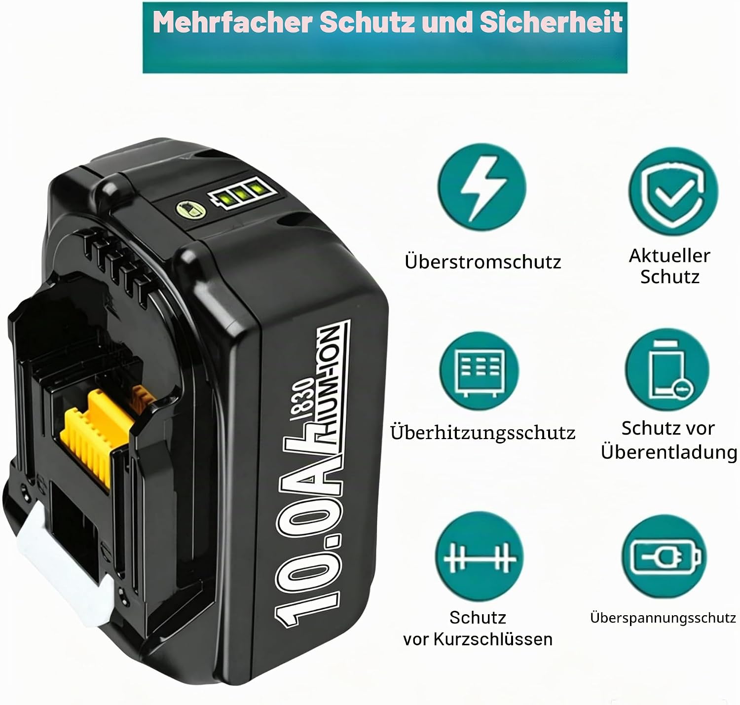 2 x 10.0Ah Akku Ersatzakku für makita akku 18V BL1860B BL1850B BL1840 BL1830 BL1815 BL1845 BL1890 BL1415 BL1430 BL1440 BL1835 194205-3 LXT-400 5 2 x 10.0Ah Akku Ersatzakku für makita akku 18V BL1860B BL1850B BL1840 BL1830 BL1815 BL1845 BL1890 BL1415 BL1430 BL1440 BL1835 194205-3 LXT-400 – Bild 5