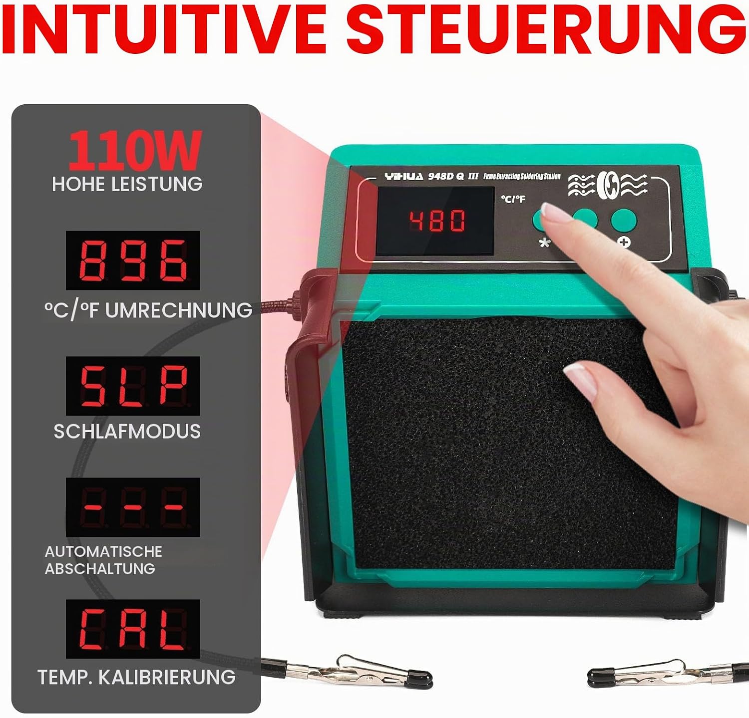 YIHUA 948DQ-III 2-in-1 Lötdampf-Absaugventilator 110W Lötstations Lötkolben Set Lötabsaugung Lötrauchabsorber mit Helfenden Händen Eisenhalter Eisenspitzen Filter Lötdraht (EU PLUG) 5 YIHUA 948DQ-III 2-in-1 Lötdampf-Absaugventilator 110W Lötstations Lötkolben Set Lötabsaugung Lötrauchabsorber mit Helfenden Händen Eisenhalter Eisenspitzen Filter Lötdraht (EU PLUG) – Bild 5