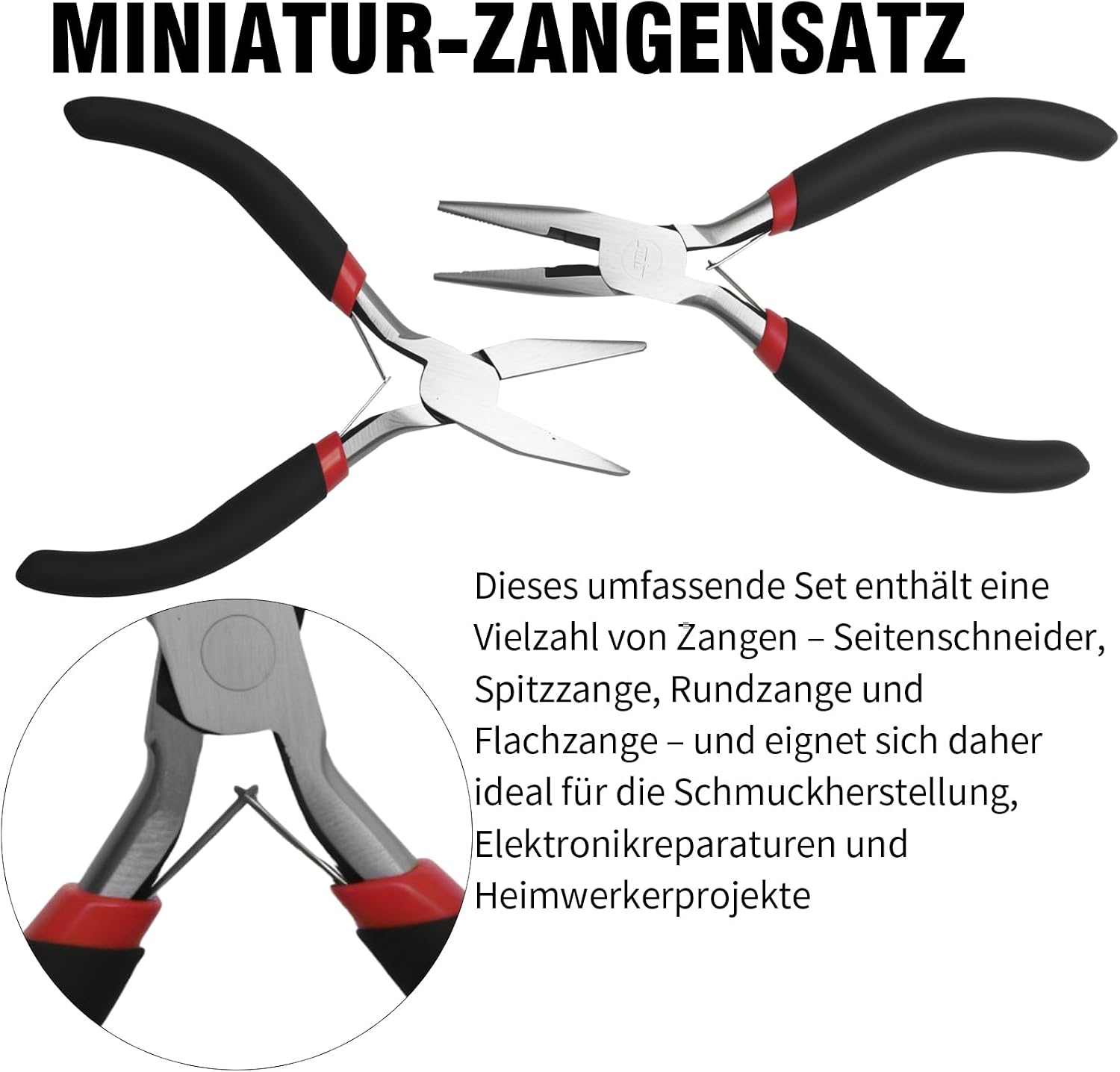8-teiliges Mini-Zangen-Set, Präzisionswerkzeug mit 8 verschiedenen Spitzen und Typen, Ideal für Bastelarbeiten, Elektronik und Schmuckherstellung 4 8-teiliges Mini-Zangen-Set, Präzisionswerkzeug mit 8 verschiedenen Spitzen und Typen, Ideal für Bastelarbeiten, Elektronik und Schmuckherstellung – Bild 4