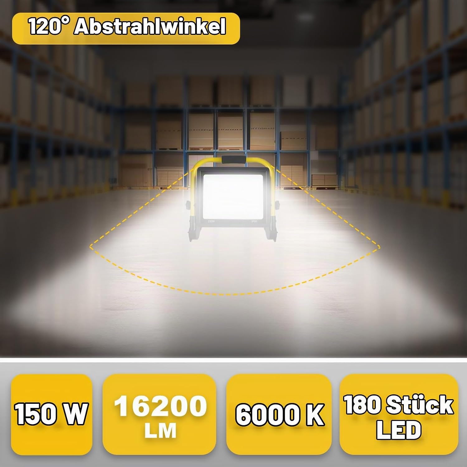 150w Led Baustrahler,15400 Lm Lm Superhelle Arbeitsleuchte,Tragbares Baustrahler,6000k Tageslichtweiß,Ip66 Wasserdicht,Eu-Stecker Bauleuchten mit 3.5M Kabel und Schalter für Werkstatt,Garage,Garten 2 150w Led Baustrahler,15400 Lm Lm Superhelle Arbeitsleuchte,Tragbares Baustrahler,6000k Tageslichtweiß,Ip66 Wasserdicht,Eu-Stecker Bauleuchten mit 3.5M Kabel und Schalter für Werkstatt,Garage,Garten – Bild 2