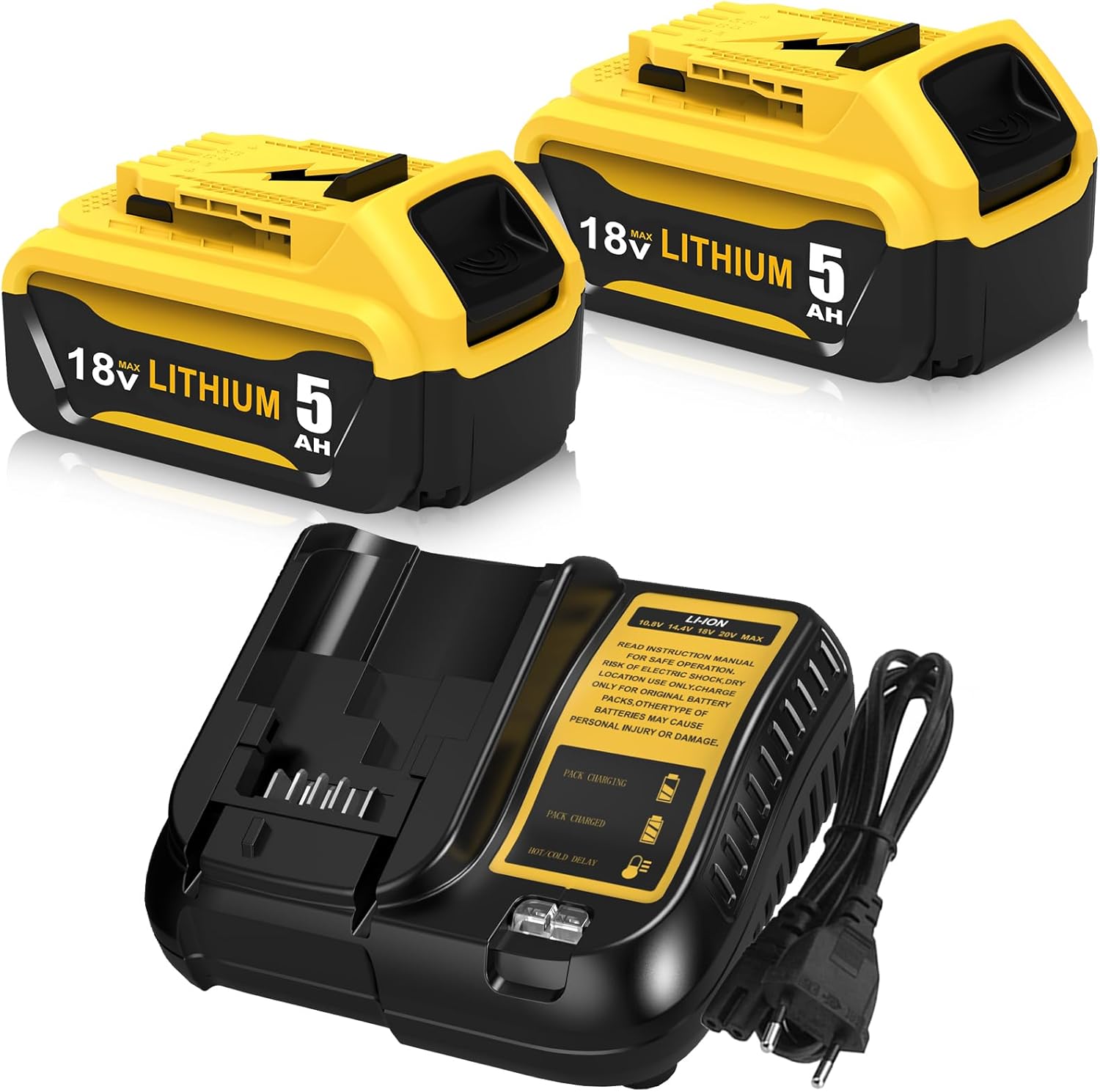 2 Stück Ersatzakku für Dewalt Akku 18V 5.0Ah+ Ladegerät DCB107 10.8V-20V DCB184 DCB182 DCB181 DCB180 DCB201 DCB200 DCB204 mit LED-Anzeigeu 1 2 Stück Ersatzakku für Dewalt Akku 18V 5.0Ah+ Ladegerät DCB107 10.8V-20V DCB184 DCB182 DCB181 DCB180 DCB201 DCB200 DCB204 mit LED-Anzeigeu