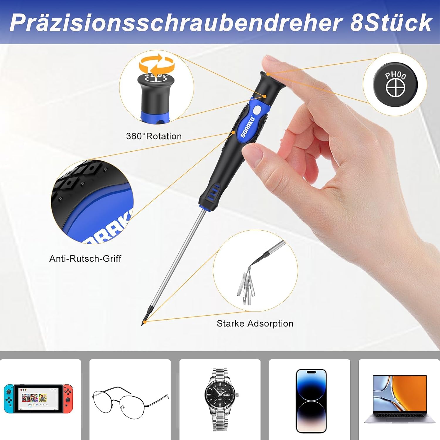 SORAKO Magnetisches Schraubendreher Set 118-teilig, mit Ratschenfunktion | Inklusive Bits, Präzisions- & isolierte Schraubendreher. Ideal für die Wartung zu Hause und im Büro. 4 SORAKO Magnetisches Schraubendreher Set 118-teilig, mit Ratschenfunktion | Inklusive Bits, Präzisions- & isolierte Schraubendreher. Ideal für die Wartung zu Hause und im Büro. – Bild 4