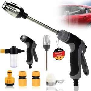 Power Jet Hochdruckpistole Set mit Schaumspender - 3-in-1 Hochdruckreiniger für Gartenschlauch, Ideal für Autowäsche, Terrasse & Gartenreinigung