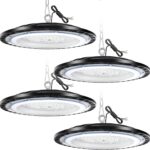 UFO Werkstattlampe LED Strahler Industrielampe Hallenbeleuchtung | 6500K kaltweiß IP65 High Bay Licht Werkstatt Deckenleuchte Industriestrahler für Fabriken Garage Lagerhaus,4pcs 300W