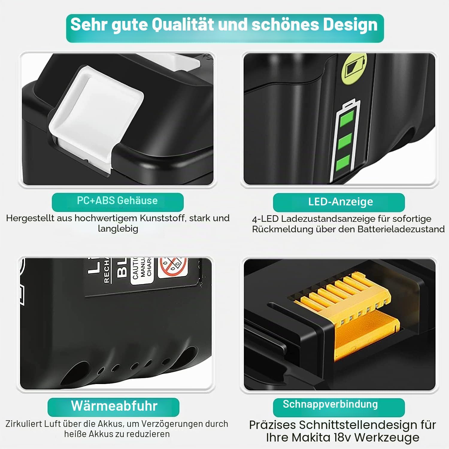 2 x 10.0Ah Akku Ersatzakku für makita akku 18V BL1860B BL1850B BL1840 BL1830 BL1815 BL1845 BL1890 BL1415 BL1430 BL1440 BL1835 194205-3 LXT-400 4 2 x 10.0Ah Akku Ersatzakku für makita akku 18V BL1860B BL1850B BL1840 BL1830 BL1815 BL1845 BL1890 BL1415 BL1430 BL1440 BL1835 194205-3 LXT-400 – Bild 4