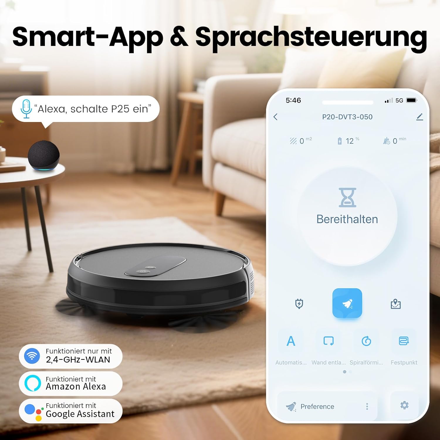 FIXR P25 Saugroboter ohne Wischfunktion, Staubsauger Roboter mit 4000 Pa | P25 Roboterstaubsauger mit Ladestation, Saugroboter für Teppich Tierhaare Hartböden, 120 Min Laufzeit, APP Steuerung 5 FIXR P25 Saugroboter ohne Wischfunktion, Staubsauger Roboter mit 4000 Pa | P25 Roboterstaubsauger mit Ladestation, Saugroboter für Teppich Tierhaare Hartböden, 120 Min Laufzeit, APP Steuerung – Bild 5