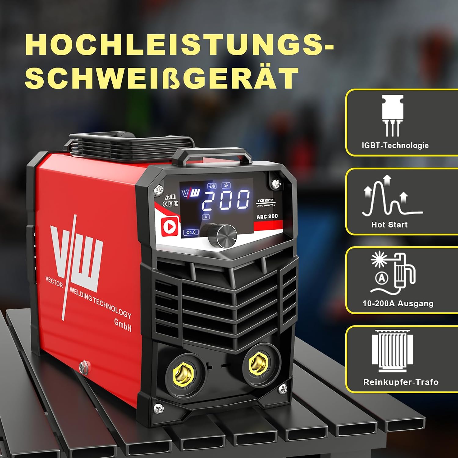 VECTOR WELDING Elektroden Schweißgerät ARC200 Set, Inverter Schweißgerät | MMA Elektro Schweissgerät mit Digitales Display, Anti-Sticking und Überhitzungsschutz - Inklusive Schweißhelm und Zubehör 2 VECTOR WELDING Elektroden Schweißgerät ARC200 Set, Inverter Schweißgerät | MMA Elektro Schweissgerät mit Digitales Display, Anti-Sticking und Überhitzungsschutz - Inklusive Schweißhelm und Zubehör – Bild 2