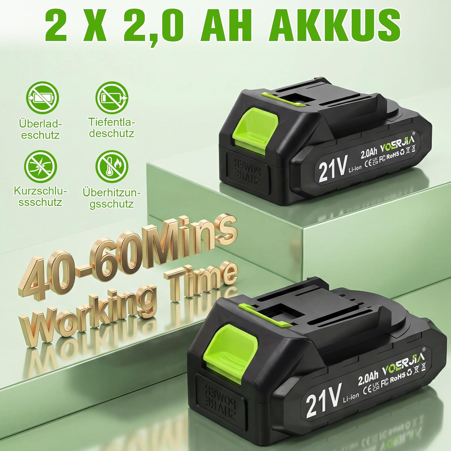 VOERJIA Akku Rasentrimmer 21V, 2-in-1 Rasentrimmer & Kantenschneider, LCD Akkuanzeige, 2×2000mAh Akku, Automatische Fadennachführung, 8 Fadenspulen, für Rasen, Rasenkanten & Gartenwege 3 VOERJIA Akku Rasentrimmer 21V, 2-in-1 Rasentrimmer & Kantenschneider, LCD Akkuanzeige, 2×2000mAh Akku, Automatische Fadennachführung, 8 Fadenspulen, für Rasen, Rasenkanten & Gartenwege – Bild 3