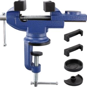 Schraubstock 70mm Klein für Werkbank, 360° Drehbar Klemmbar, Tischschraubstock Mit Drehfunktion