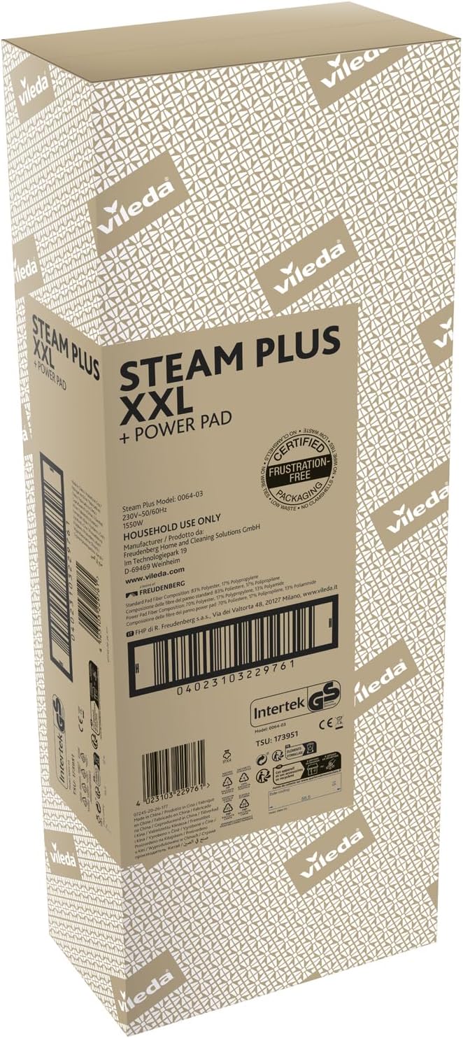Vileda Steam Plus XXL Dampfreiniger für Böden und Teppiche mit PowerPad und 2 Mikrofaserbezügen | 40 cm Wischerplatte | 15 Sek. Aufheizzeit | Comfort-Pack | 40 cm Wischerplatte | 15 Sek. Aufheizzeit | inkl. Teppichgleiter | entfernt 99,9% Bakterien & Viren | Comfort Pack 5 Vileda Steam Plus XXL Dampfreiniger für Böden und Teppiche mit PowerPad und 2 Mikrofaserbezügen | 40 cm Wischerplatte | 15 Sek. Aufheizzeit | Comfort-Pack | 40 cm Wischerplatte | 15 Sek. Aufheizzeit | inkl. Teppichgleiter | entfernt 99,9% Bakterien & Viren | Comfort Pack – Bild 5
