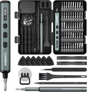 STREBITO Mini elektro schraubendreher mit S2 bits elektronik werkzeug set | USB‑C Aufladbarer Mini-Elektroschrauber-Set mit 50 bits feinmechaniker schraubendreher Reparatur werkzeug für PC & Elektronik