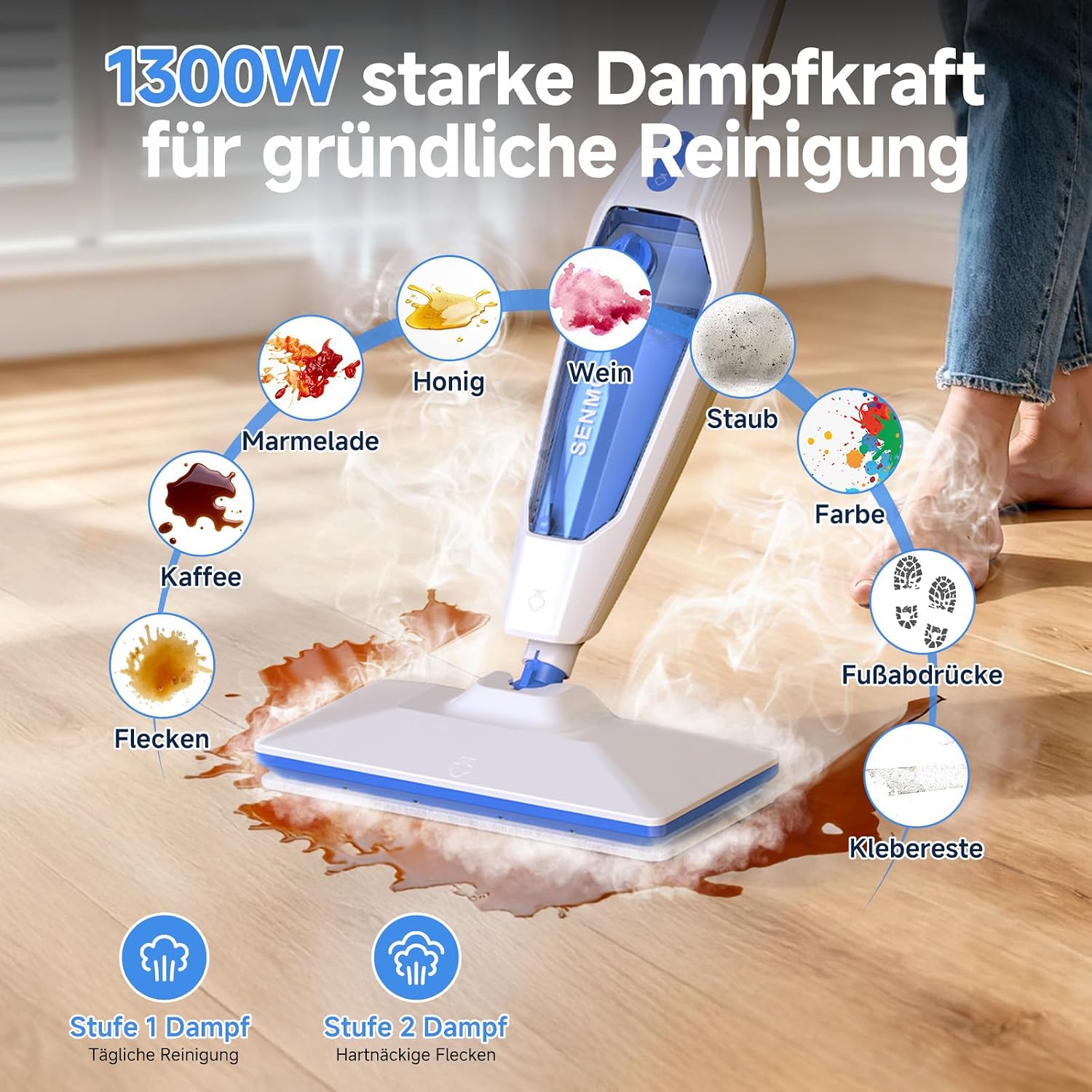 SENMO Dampfreiniger 10-in-1 mit abnehmbarem Handdampfreiniger 4 SENMO Dampfreiniger 10-in-1 mit abnehmbarem Handdampfreiniger – Bild 4