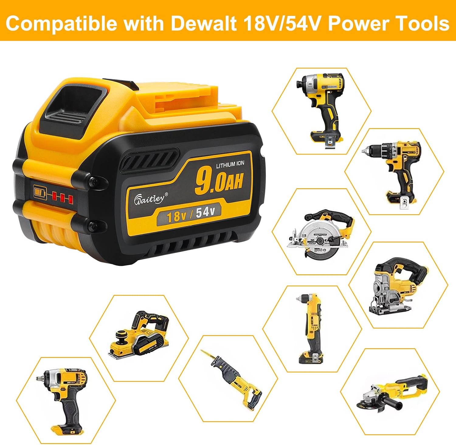Powarobor 2x18V/54V 9,0Ah Ersatzakku Kompatibel Mit DeWalt Akku DCB547 | Kompatibel mit DeWalt 18V/54V DCB547, DCB546, DCB548, DCB184, DCB180. LED-Ladeanzeige. Nur Ersatzakku. 4 Powarobor 2x18V/54V 9,0Ah Ersatzakku Kompatibel Mit DeWalt Akku DCB547 | Kompatibel mit DeWalt 18V/54V DCB547, DCB546, DCB548, DCB184, DCB180. LED-Ladeanzeige. Nur Ersatzakku. – Bild 4