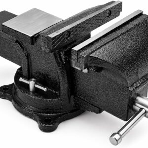 REXXER Schlosser-Schraubstock 200 mm drehbar aus Gusseisen | 200 mm Backenbreite, 360° drehbar, Mit Amboss, Austauschbare Spannbacken, Aus Gusseisen