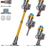Akku Staubsauger, 50kPa/650W/70Min Staubsauger Kabellos,mit OLED-Display und 1,8-Liter-Behälter, Leistungsstarker, Geeignet für Teppiche, Hartböden und Haare