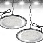 2Pack 300W UFO LED High Bay Light, Hallenstrahler 30000LM, 6500K Kaltweiß UFO LED Werkstattlampe, IP65 Wasserdichte LED Werkstatt Deckenleuchte für Fabriken,Garage,Lagerhaus
