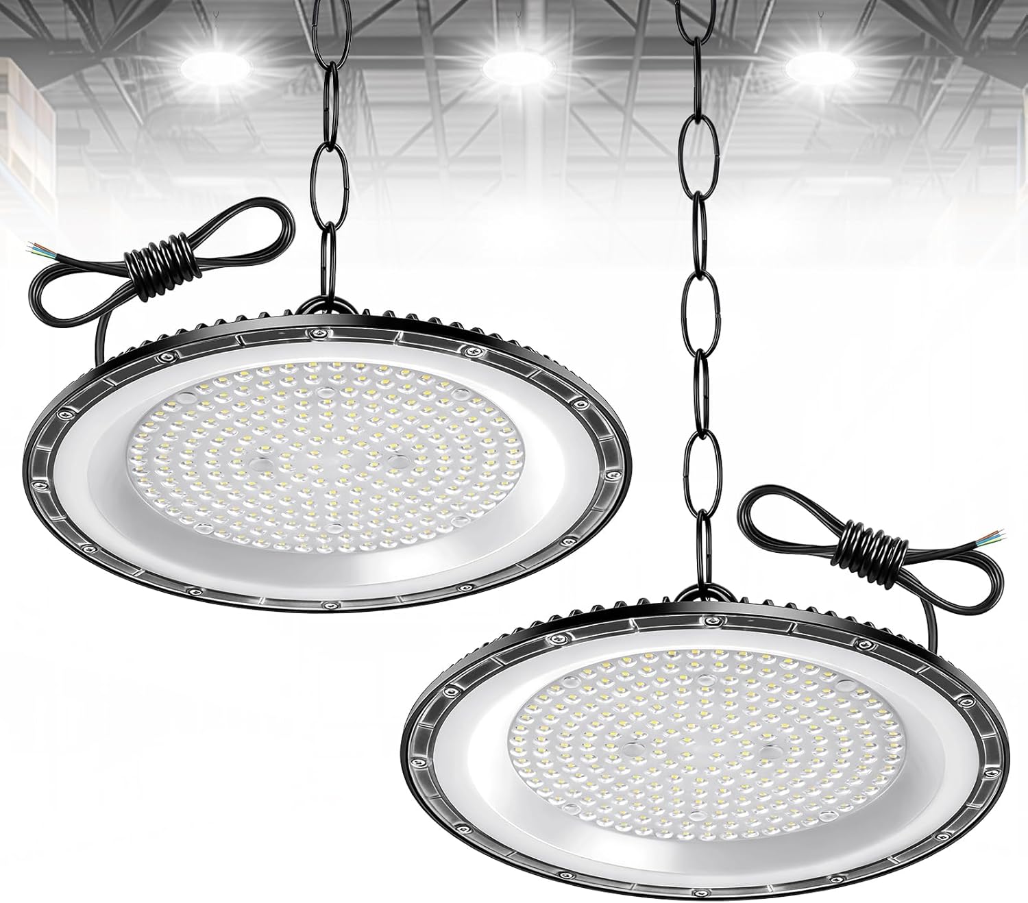 2Pack 300W UFO LED High Bay Light, Hallenstrahler 30000LM, 6500K Kaltweiß UFO LED Werkstattlampe, IP65 Wasserdichte LED Werkstatt Deckenleuchte für Fabriken,Garage,Lagerhaus 1 2Pack 300W UFO LED High Bay Light, Hallenstrahler 30000LM, 6500K Kaltweiß UFO LED Werkstattlampe, IP65 Wasserdichte LED Werkstatt Deckenleuchte für Fabriken,Garage,Lagerhaus