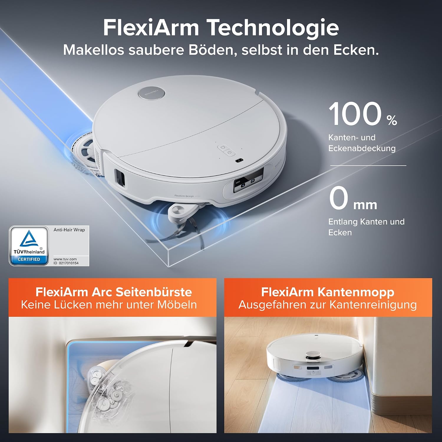 roborock Qrevo EdgeT Saugroboter mit Wischfunktion, 18.500 Pa Saugkraft | Dual Anti-Tangle-System, FlexiArm Technologie, 75℃ Heißwasser-Moppwäsche, Intelligenter Sprachassistent (Weiß) 3 roborock Qrevo EdgeT Saugroboter mit Wischfunktion, 18.500 Pa Saugkraft | Dual Anti-Tangle-System, FlexiArm Technologie, 75℃ Heißwasser-Moppwäsche, Intelligenter Sprachassistent (Weiß) – Bild 3