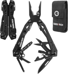 Swiss+Tech 16-in-1 Multitool Multifunktionszange, Edelstahl, Gürtelclip