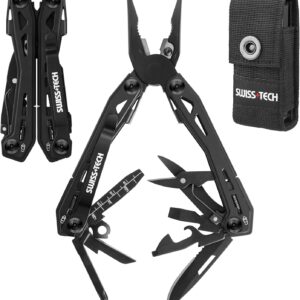 Swiss+Tech 16-in-1 Multitool Multifunktionszange, Edelstahl, Gürtelclip