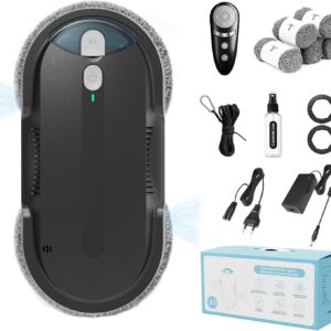 Fensterputzroboter mit Bidirektionaler Ultraschall-Wasserstrahl, | Doppelhelix4800-6400Pa,Extern und Intern 85 ml Tank, Kantenerkennung, Gründliche Reinigung, Hinterlässt Keine Spuren