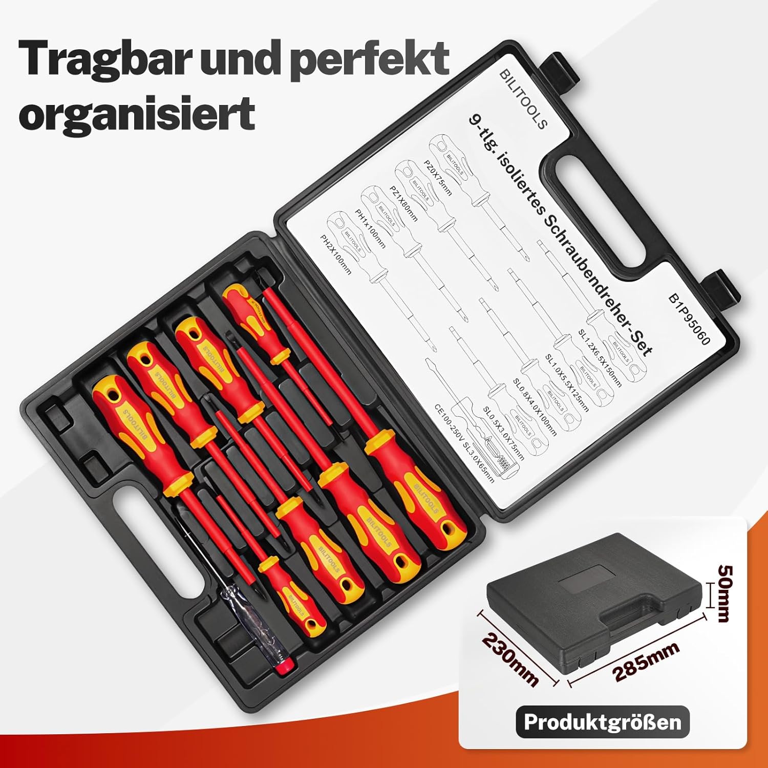BILITOOLS Schraubendreher Set Elektriker 9tlg VDE 1000V | Isoliertes elektriker schraubendreher set 1000V mit Spannungsprüfer magnetisch Schlitz Phillips Pozidriv, Elektriker Werkzeug 4 BILITOOLS Schraubendreher Set Elektriker 9tlg VDE 1000V | Isoliertes elektriker schraubendreher set 1000V mit Spannungsprüfer magnetisch Schlitz Phillips Pozidriv, Elektriker Werkzeug – Bild 4