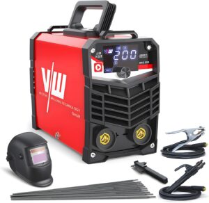 VECTOR WELDING Elektroden Schweißgerät ARC200 Set, Inverter Schweißgerät | MMA Elektro Schweissgerät mit Digitales Display, Anti-Sticking und Überhitzungsschutz - Inklusive Schweißhelm und Zubehör