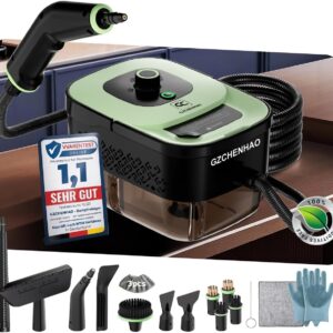 Dampfreiniger Handgerät mit 18-Teiligem Zubehör, 2500W & 9s Turbo-Dampf mit 5 BAR Druck – 99,99% Reinigung & 100% Natürlich,Steam Cleaner für Boden, Küche, Bad, Fenster, Polster & Auto