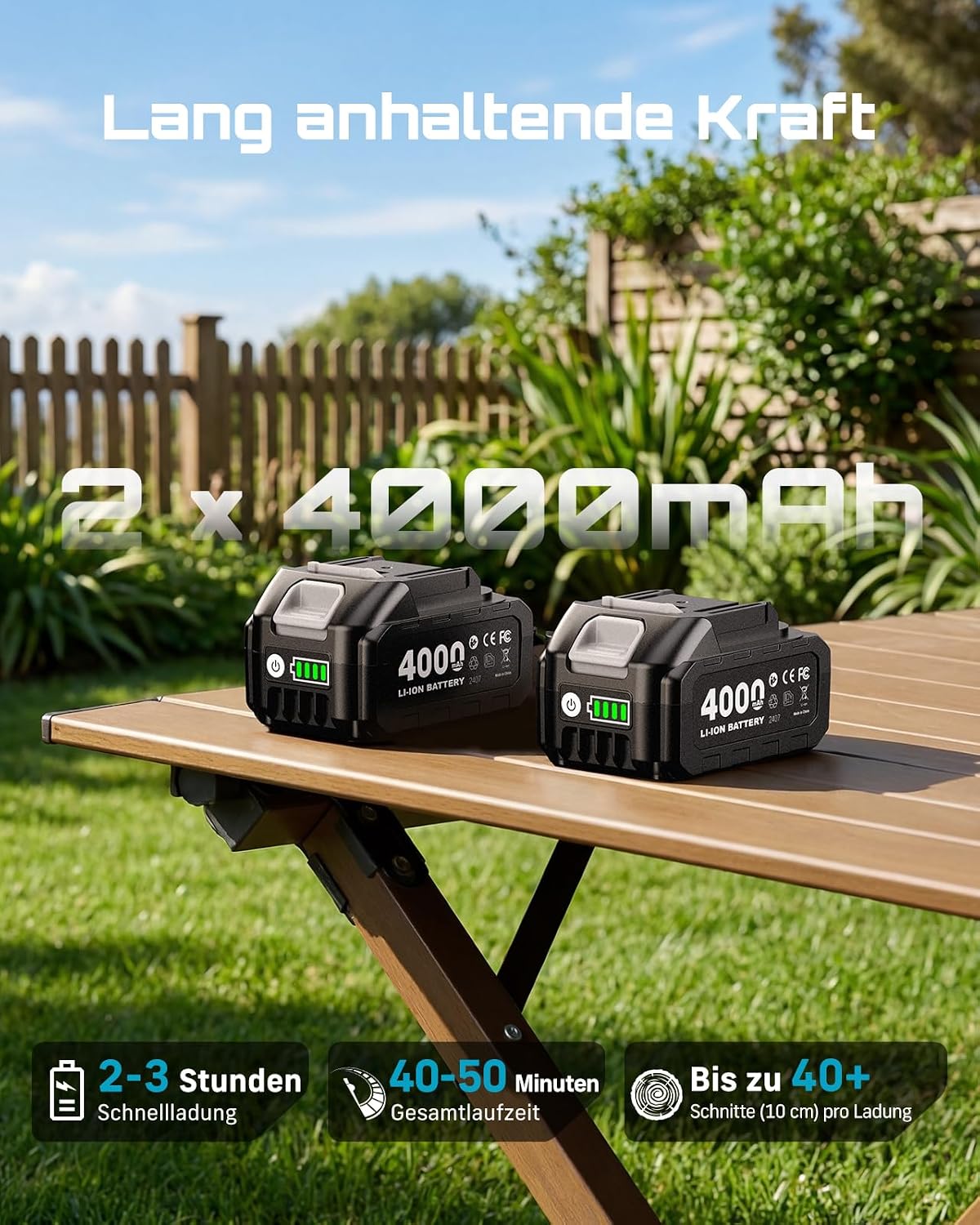 SEESII 8-Zoll Hochentaster, Akku Astsäge Teleskop für Beschneiden von Ästen | 20V Stangen-Kettensäge für äste mit 2x4000mAh Batterie,für Baumbeschneidung, 15-Ft Max Reichweite, Automatische Schmierung 4 SEESII 8-Zoll Hochentaster, Akku Astsäge Teleskop für Beschneiden von Ästen | 20V Stangen-Kettensäge für äste mit 2x4000mAh Batterie,für Baumbeschneidung, 15-Ft Max Reichweite, Automatische Schmierung – Bild 4