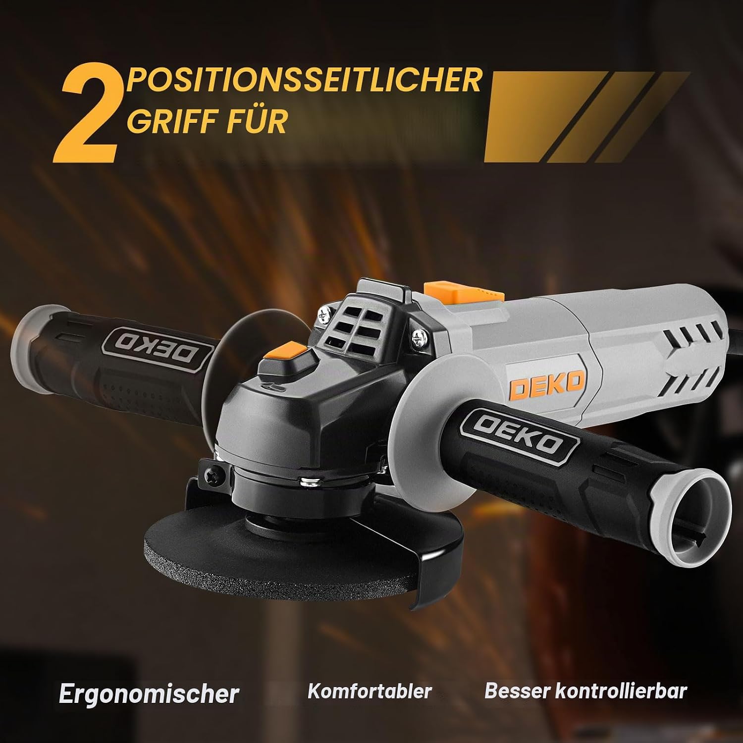 DEKOPRO Winkelschleifer 750W, 115mm Corded Electric Trennschleifer, 12000 min⁻¹, inkl. Zusatzhandgriff, Schutzhaube, Schraubenschlüssel, Winkelschleifer für Polieren, Flexen und Kanten Schleifen 3 DEKOPRO Winkelschleifer 750W, 115mm Corded Electric Trennschleifer, 12000 min⁻¹, inkl. Zusatzhandgriff, Schutzhaube, Schraubenschlüssel, Winkelschleifer für Polieren, Flexen und Kanten Schleifen – Bild 3