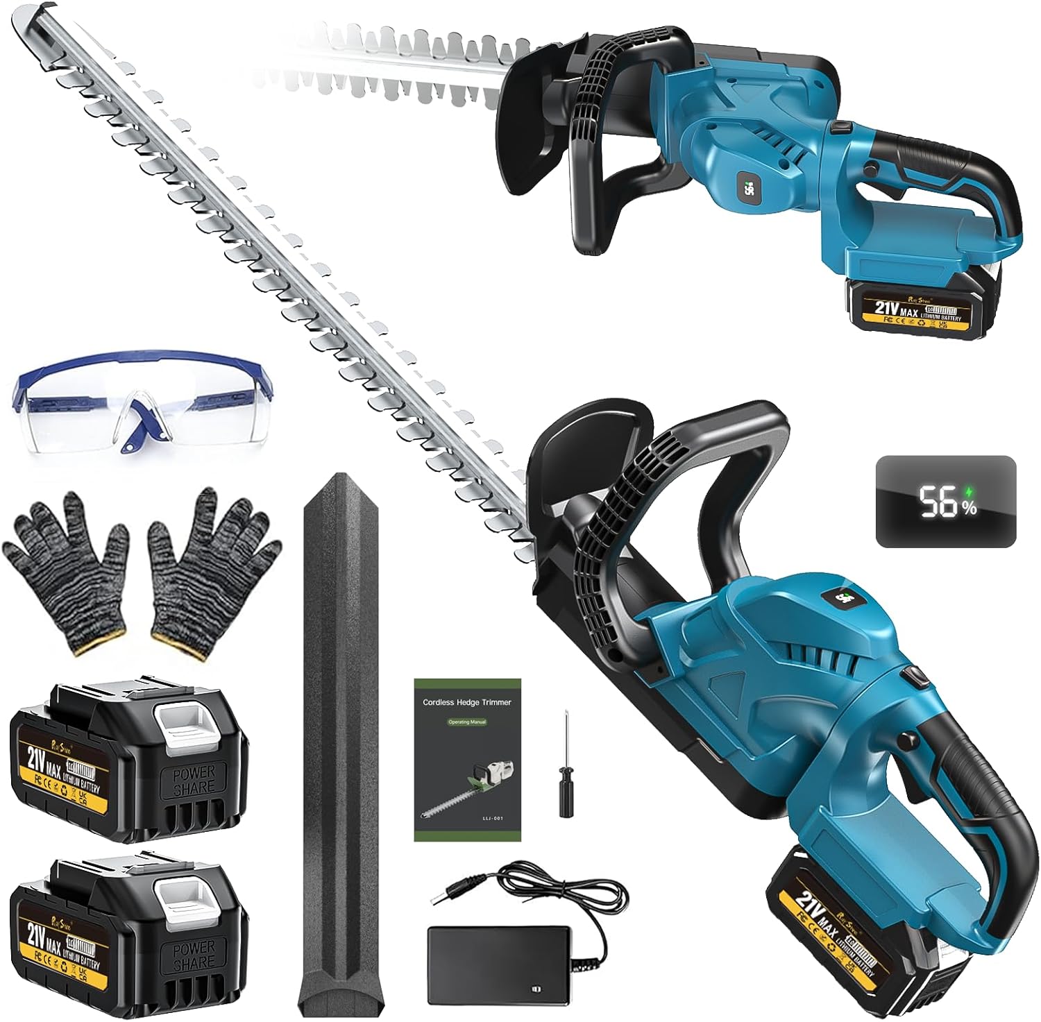 Akku-Heckenschere mit 2 x 4000 mAh Akku | Digitale Akkuanzeige, 90° drehbarer Handgriff, Hochwertige Messer, Reinkupfer-Motor, Für Sträucher & Bäume 1 Akku-Heckenschere mit 2 x 4000 mAh Akku | Digitale Akkuanzeige, 90° drehbarer Handgriff, Hochwertige Messer, Reinkupfer-Motor, Für Sträucher & Bäume