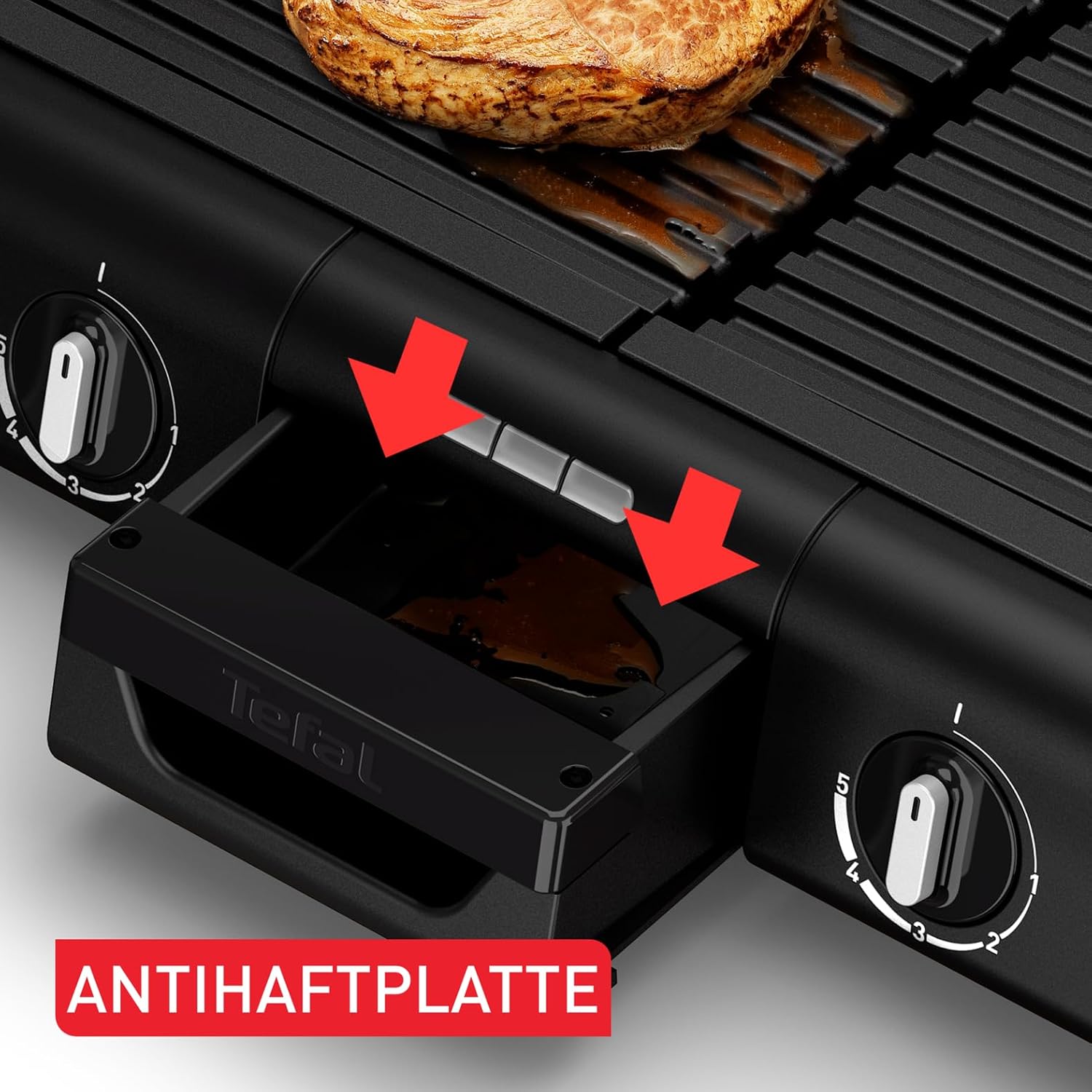 Tefal BBQ Family Elektrischer Tischgrill, 2 getrennte Grillflächen, 2 Thermostate, antihaftbeschichtete Alu-Druckguss Grillplatten, spülmaschinengeeignet, extra tiefe Rillen, Schwarz/Silber, TG800N10 5 Tefal BBQ Family Elektrischer Tischgrill, 2 getrennte Grillflächen, 2 Thermostate, antihaftbeschichtete Alu-Druckguss Grillplatten, spülmaschinengeeignet, extra tiefe Rillen, Schwarz/Silber, TG800N10 – Bild 5