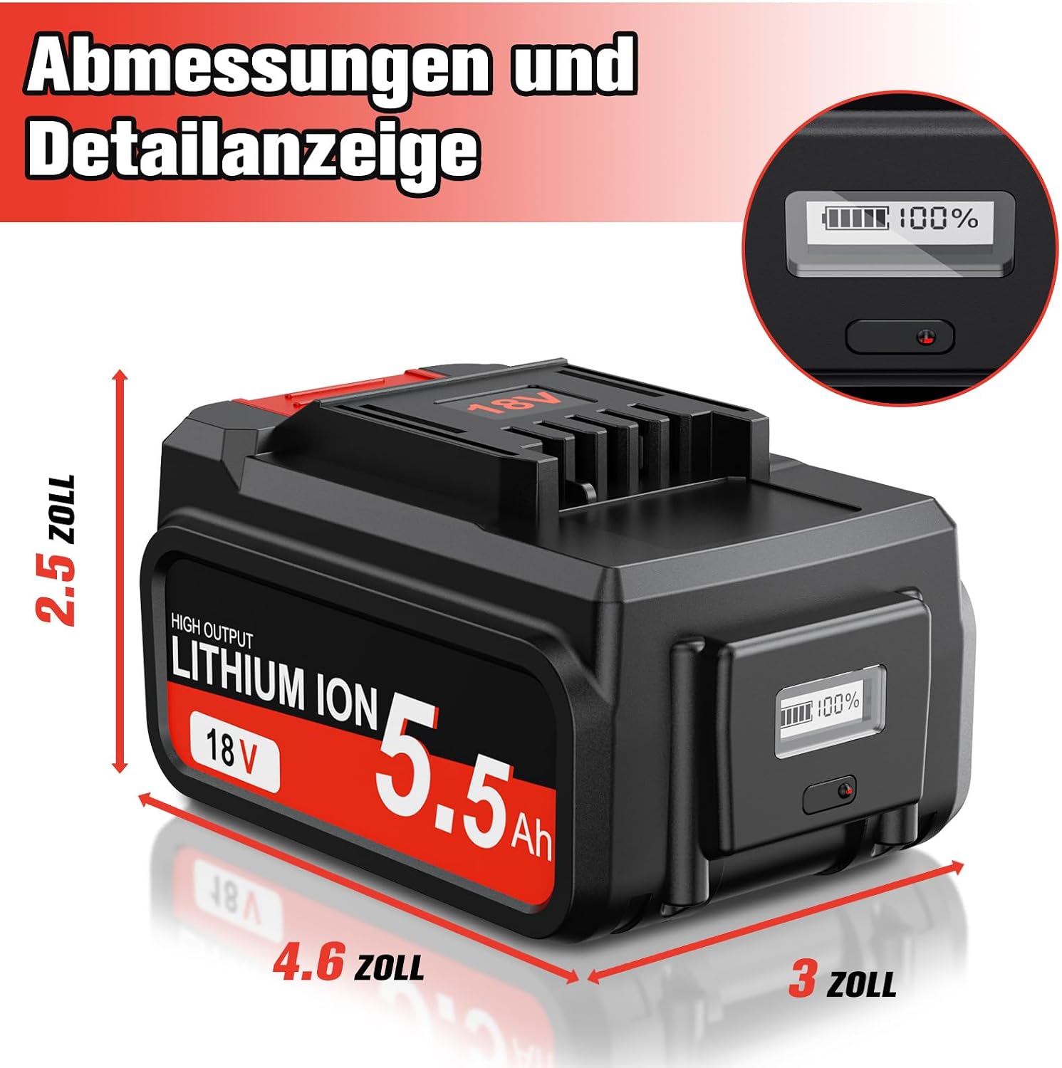 2 Stück 5,5Ah Ersatz akku für Einhell18V Akku mit LED-Leistungsanzeige | Li-Ion für Einhell18V Akku Kompatibel mit Allen PXC-Geräten 5 2 Stück 5,5Ah Ersatz akku für Einhell18V Akku mit LED-Leistungsanzeige | Li-Ion für Einhell18V Akku Kompatibel mit Allen PXC-Geräten – Bild 5