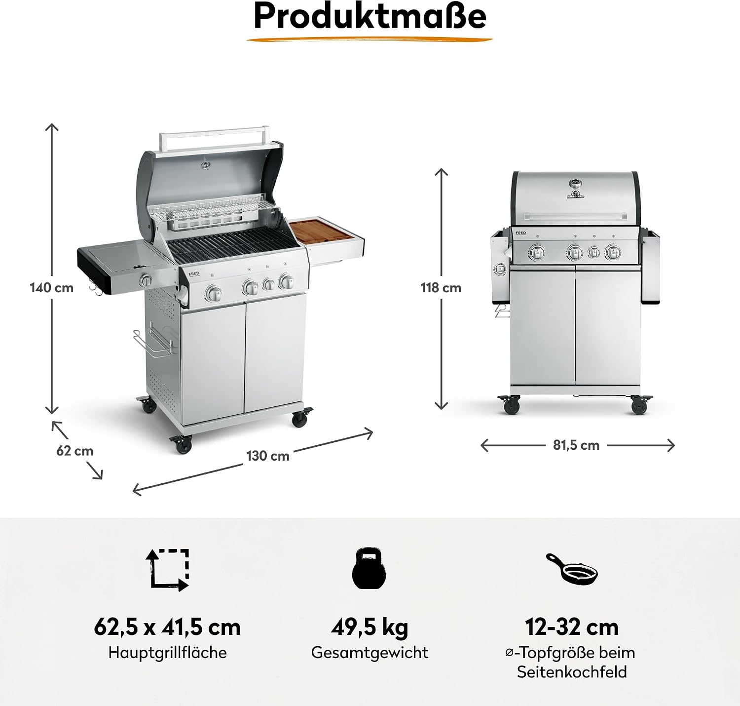 BURNHARD FRED Deluxe Gasgrill 3-Brenner, Edelstahl, 2023, Limitiert 2 BURNHARD FRED Deluxe Gasgrill 3-Brenner, Edelstahl, 2023, Limitiert – Bild 2